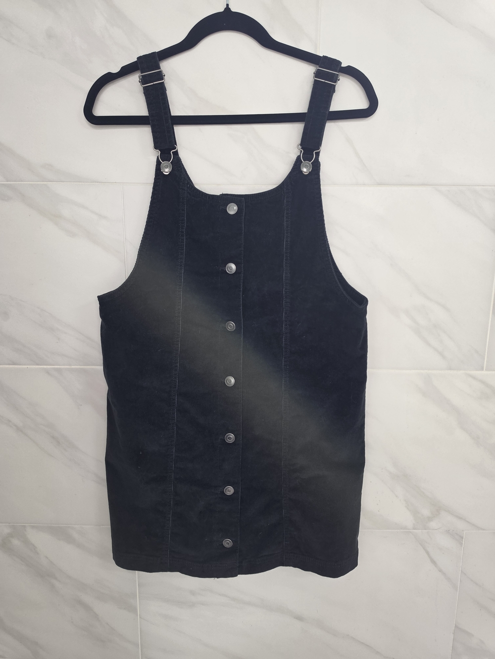 Celebrity Pink Black Button-Front Overall Corduroy Dress